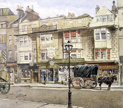 Bishopsgate Street: szekérrel és lóval, 1886. május (akvarell) alkotó: John Crowther