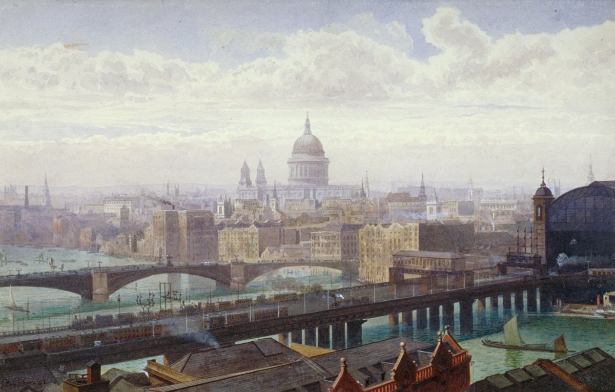 Cannon Street Railway Bridge és Southwark Bridge, London, 1892 alkotó: John Crowther