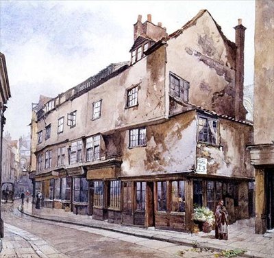 Ruhavásár, Smithfield, virágárussal, 1884. február (akvarell) alkotó: John Crowther