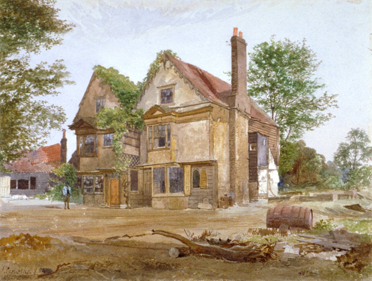 Basing Manor House elölnézete, Peckham High Street, Camberwell, London, 1884 alkotó: John Crowther