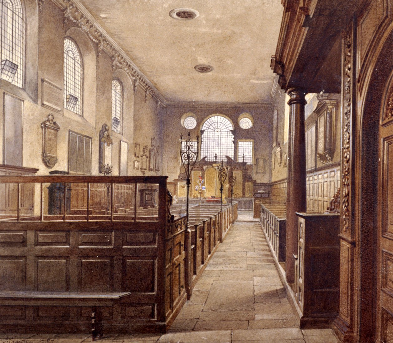 St Olave Jewry belseje, London, 1887 alkotó: John Crowther