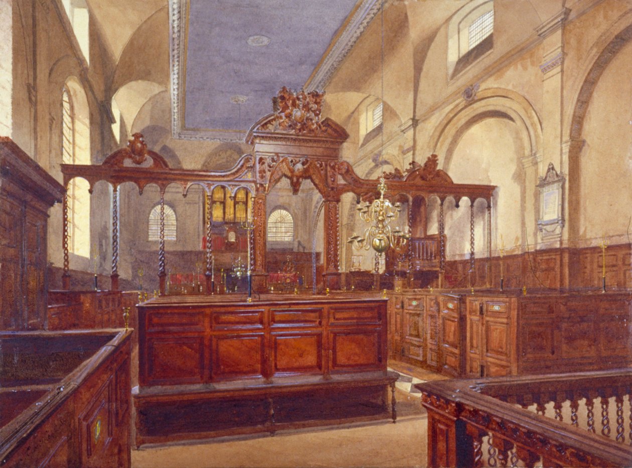 A Nagyszentek templomának belseje, London City, 1884. alkotó: John Crowther