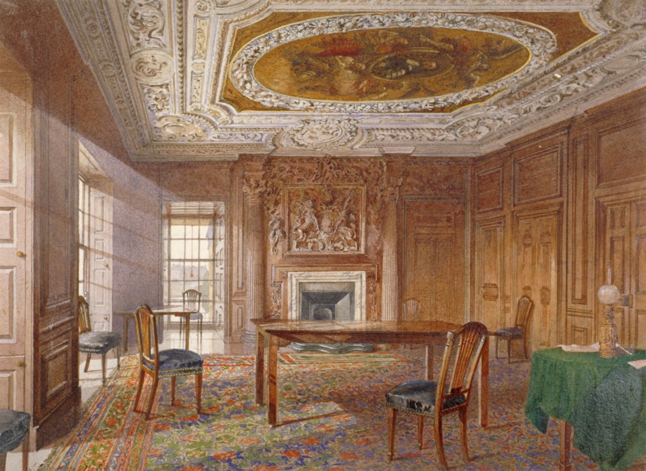 Az Oak Room belső képe, New River Head, Finsbury, London, 1886 alkotó: John Crowther