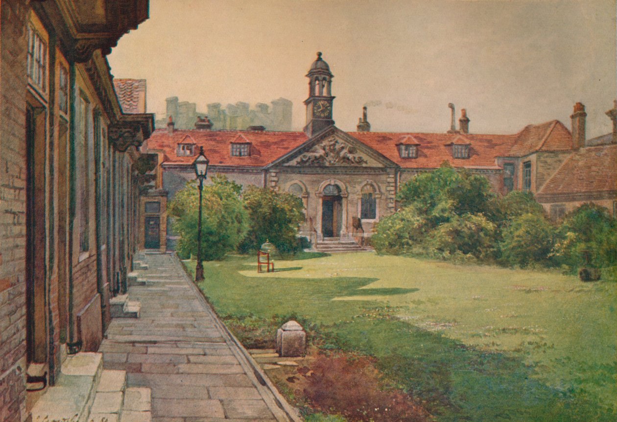 Lady DAcres Almshouses, kert előtt, 1880 1926 alkotó: John Crowther