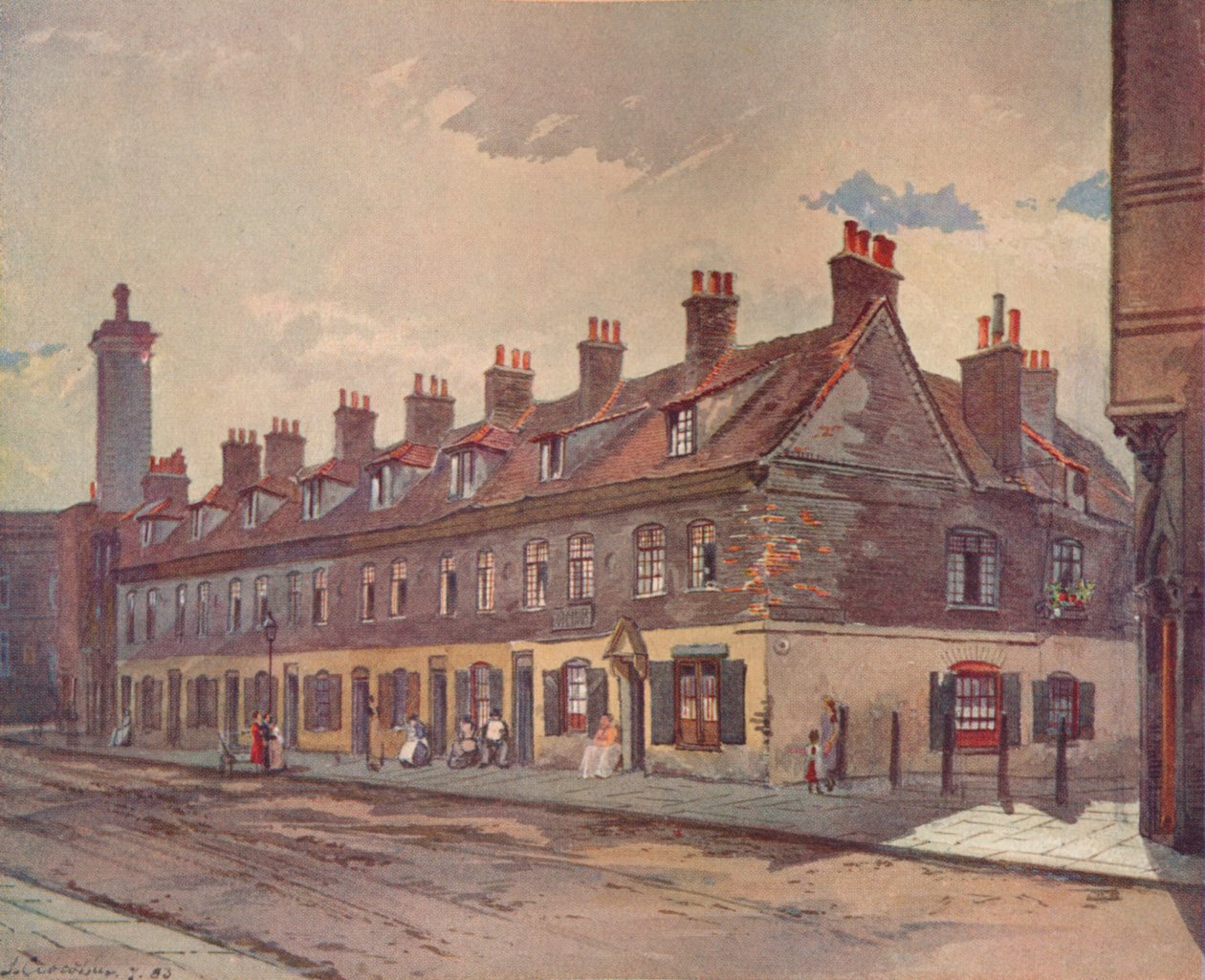 Régi házak Pye Street-ben, Westminster, London, 1883, 1926 alkotó: John Crowther
