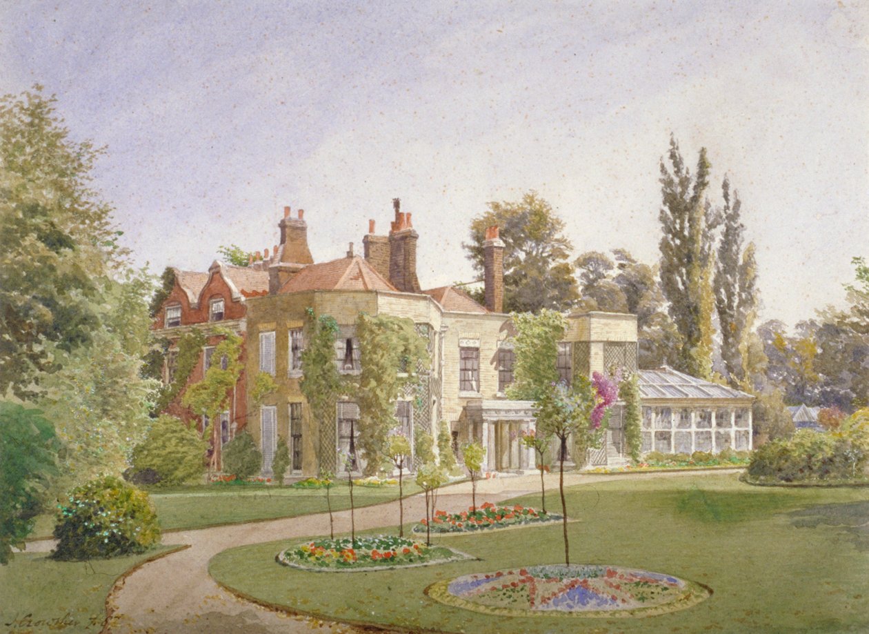 A Raleigh House bejárata és kertje, Brixton Hill, Lambeth, London, 1887 alkotó: John Crowther