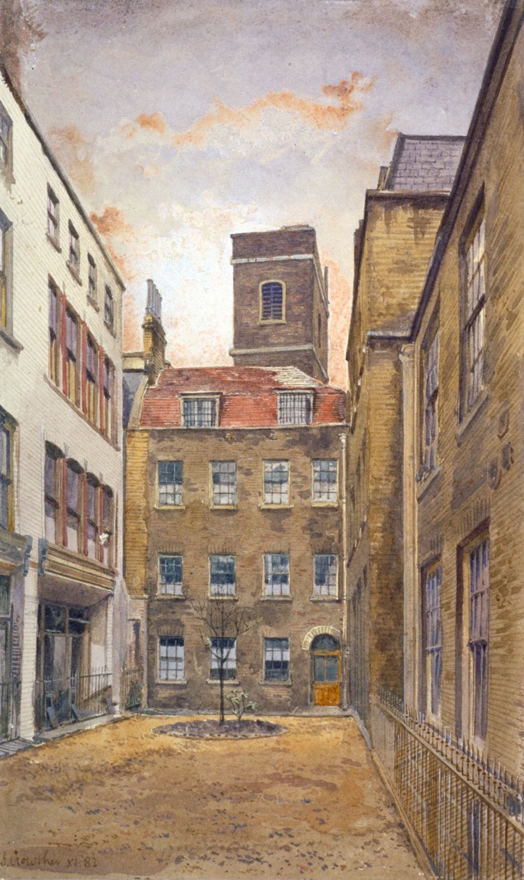 A Szent Máté-templom tornya, Friday Street, a Fountain Courtból nézve, London, 1882 alkotó: John Crowther