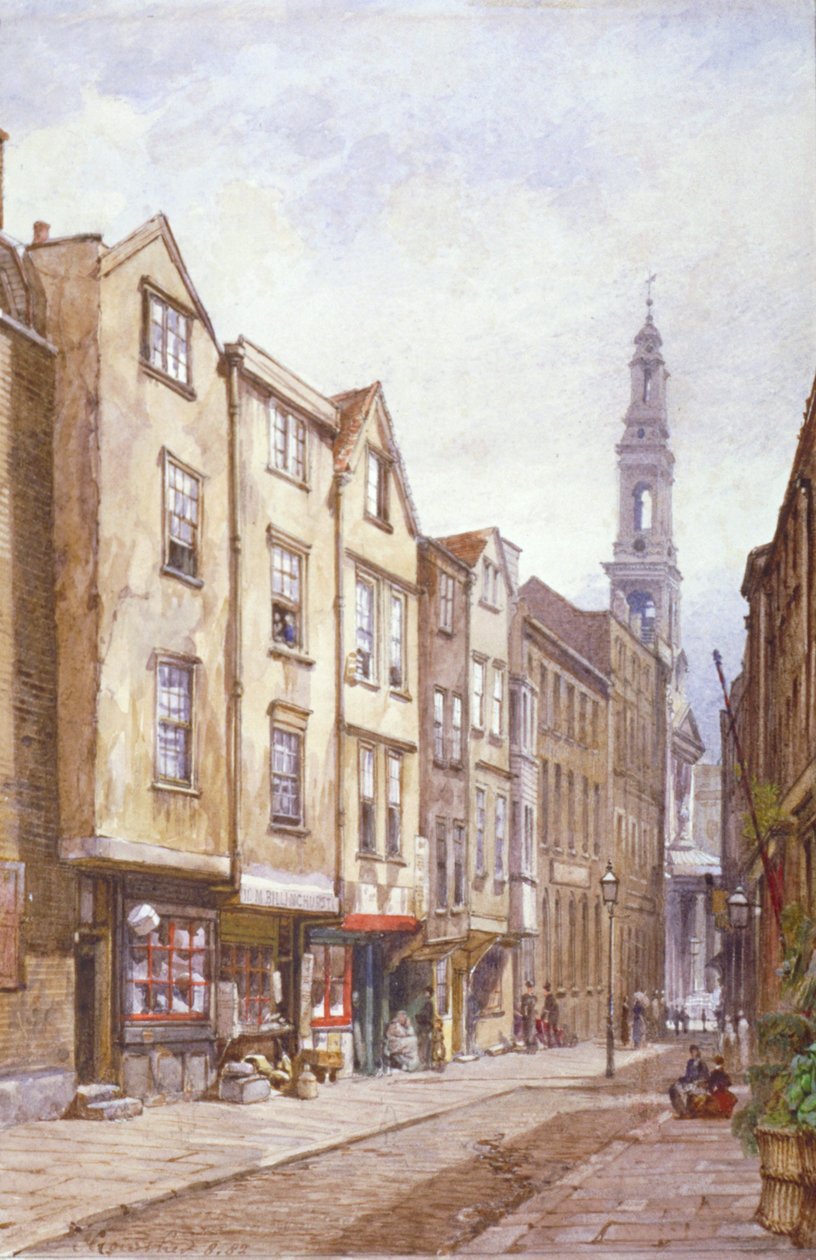 Kilátás a Drury Courtra, a St Mary le Strand felé néz, Westminster, London, 1882 alkotó: John Crowther