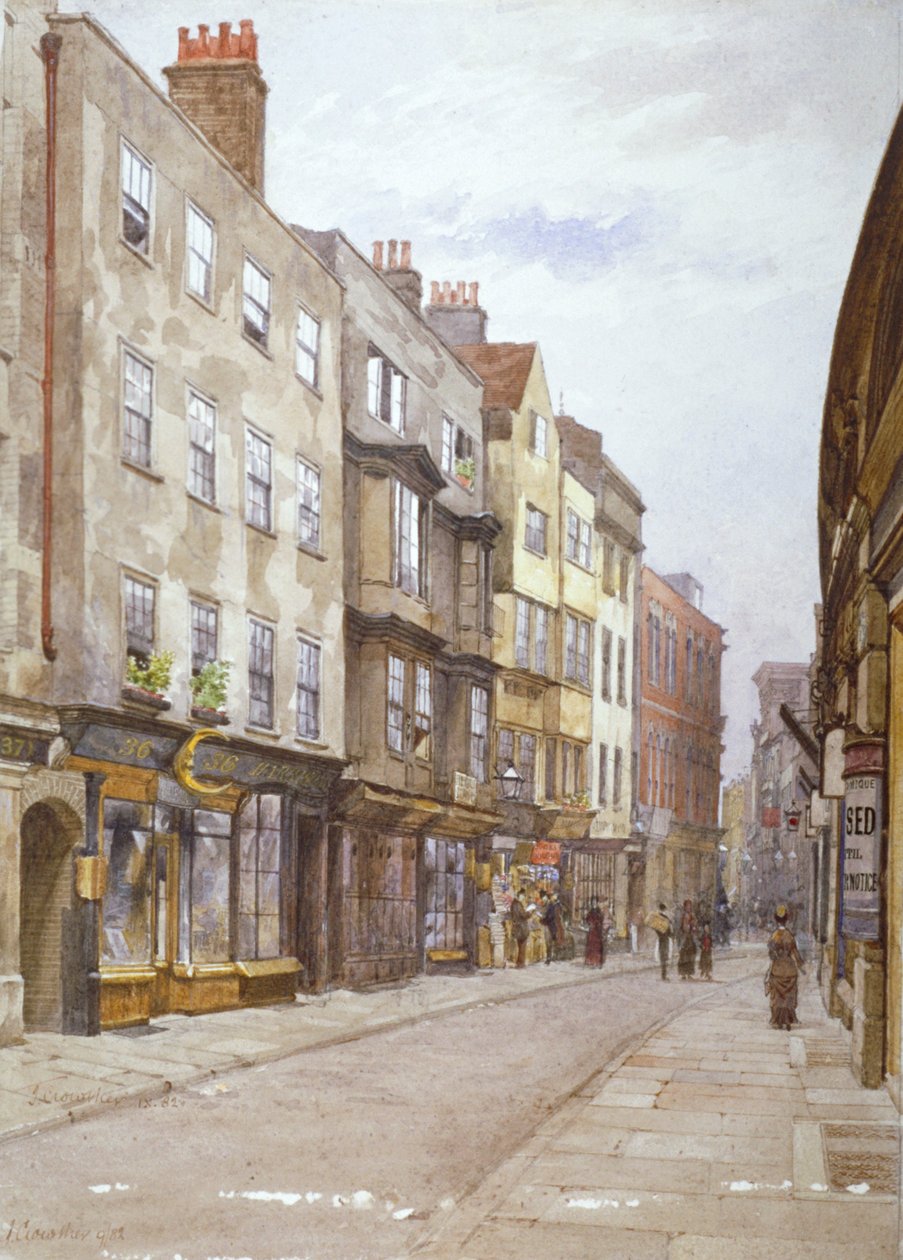Kilátás a Hollywell Streetre nyugatra nézve, Westminster, London, 1882 alkotó: John Crowther