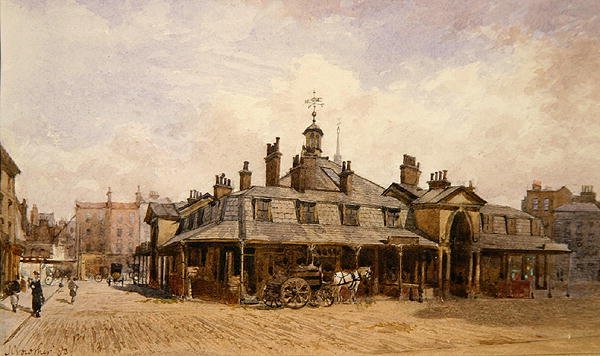 Kilátás az Oxford Marketre, St. Marylebone, 1880 körül (akvarell, papír) alkotó: John Crowther