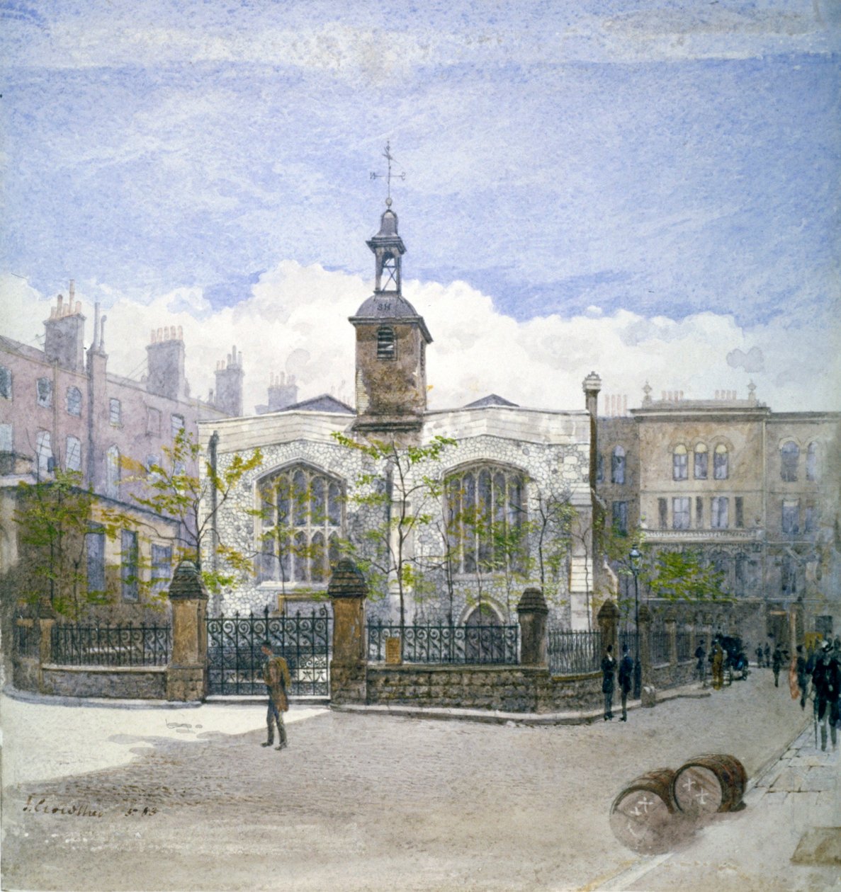 Kilátás a St Helen templomra, Bishopsgate, London City, 1883 alkotó: John Crowther