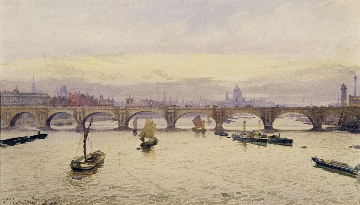 A Waterloo híd látképe a Hungerford hídról, 1888 alkotó: John Crowther