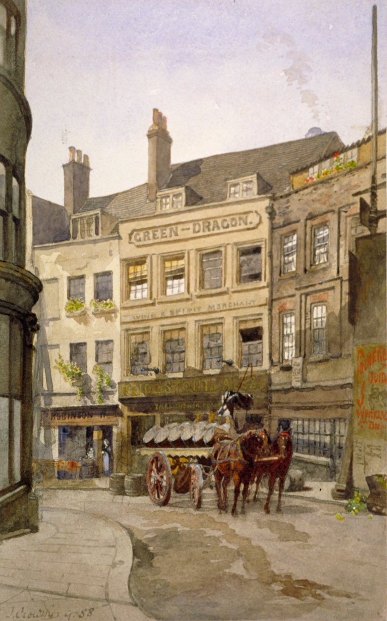 A Szent András -hegy és a Green Dragon Inn 11. számú hordójával, London, 1888 -as kilátás alkotó: John Crowther
