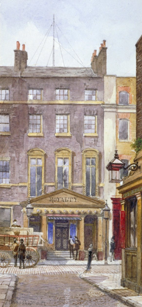 Kilátás az Új Royalty Színházra, Dean Street, Westminster, London, 1882 alkotó: John Crowther