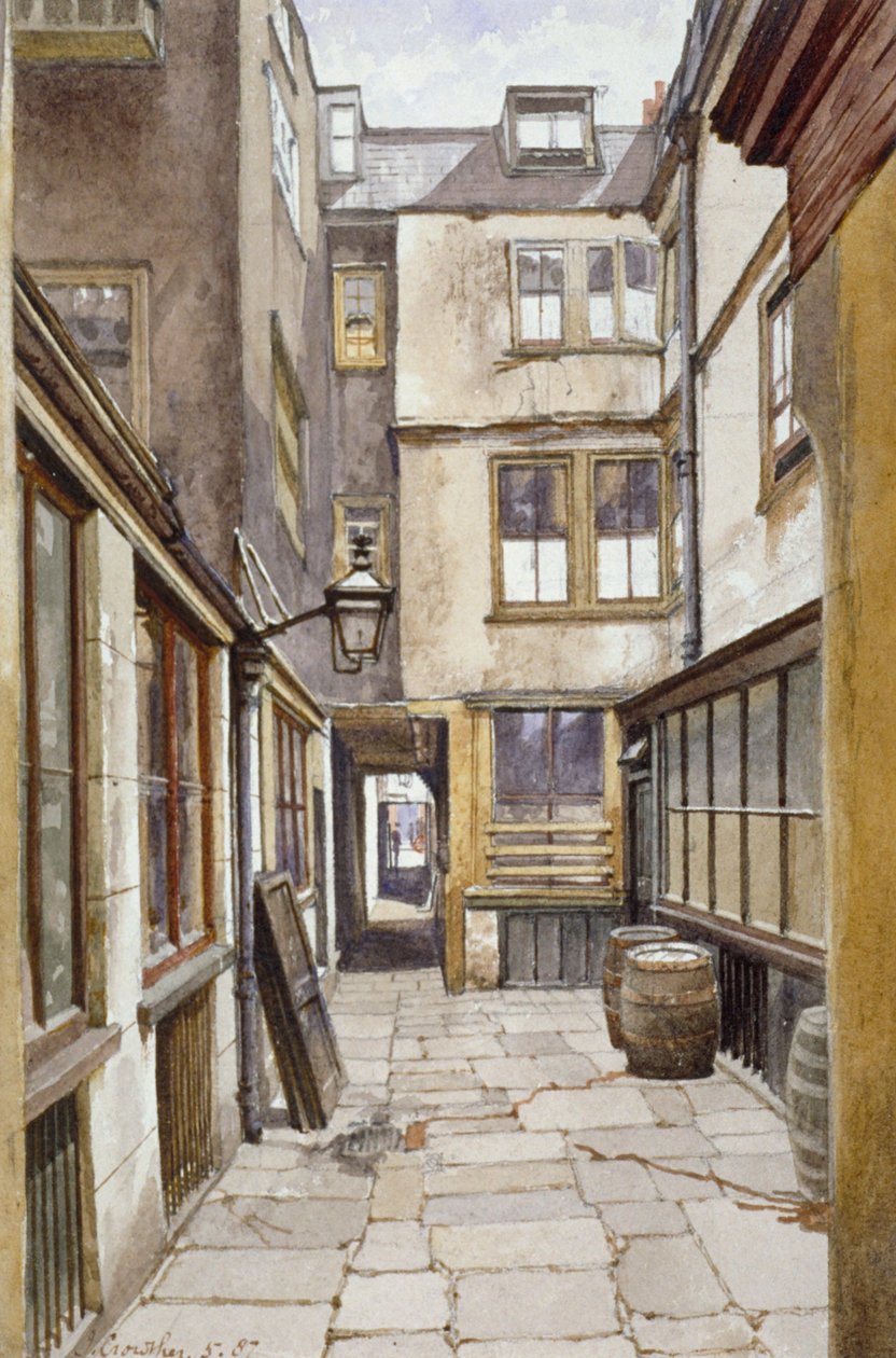 Kilátás az Adelphi Clubhoz vezető udvarról, Westminster, London, 1887 alkotó: John Crowther