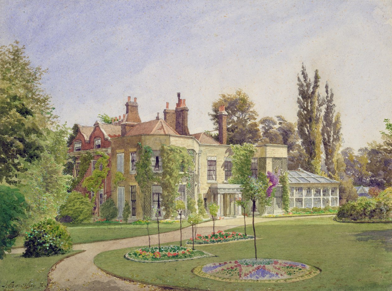 Kilátás a Raleigh House bejáratára és a kertre, Brixton Hill, Lambeth, 1887 alkotó: John Crowther