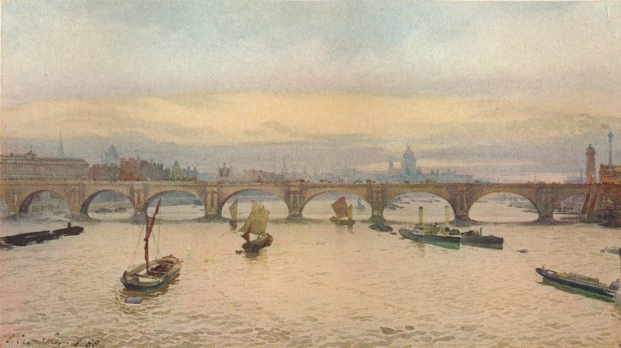 Waterloo híd a Charing Cross vasúti hídtól, 1888 1926 alkotó: John Crowther