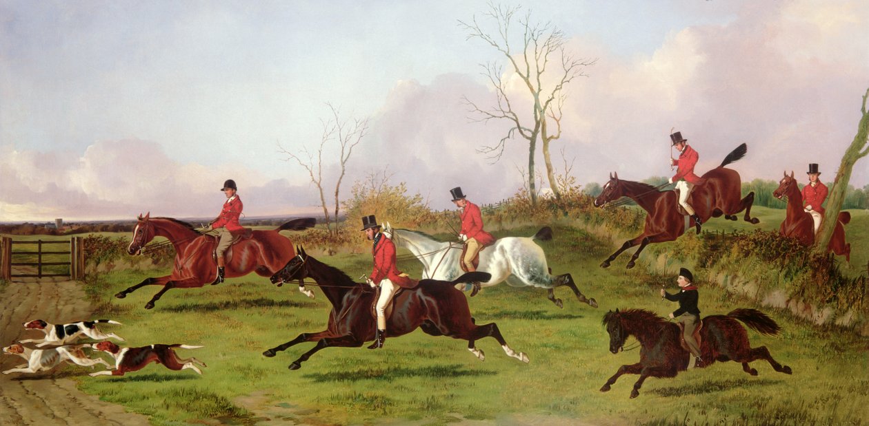 Full Cry with His First Hunt (olaj, vászon) alkotó: John Dalby