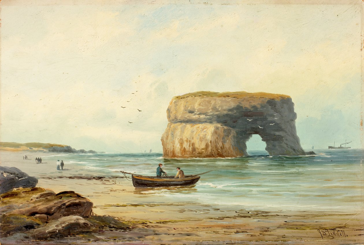 Marsden Rock, 1885-1910 körül (olaj a fedélzeten) alkotó: John Davison Liddell