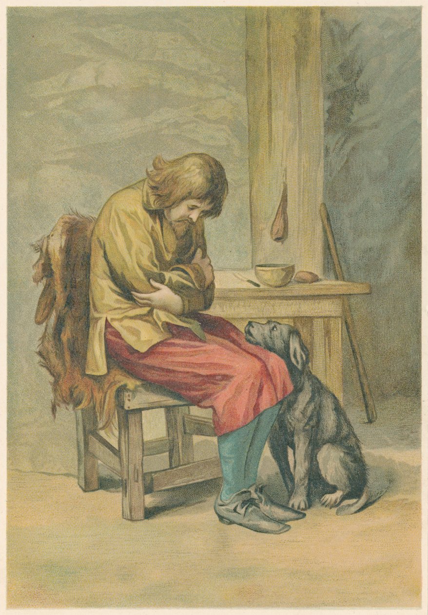 Jelenet a Robinson Crusoe című filmből, Daniel Defoe, 1892 alkotó: John Dawson Watson