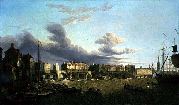 Kilátás az Old London Bridge-re, ahogy 1747-ben volt (olaj, vászon) alkotó: John Dean Paul