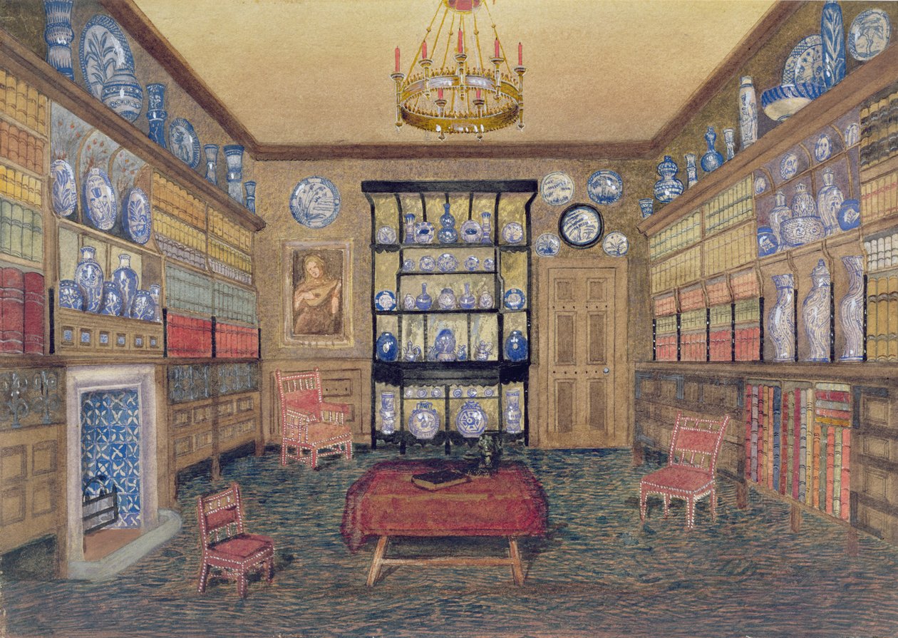 The Morning Room, Bowden Hall, Upton St. Leonards, Gloucester (wc és ceruza papíron) alkotó: John Dearman Birchall
