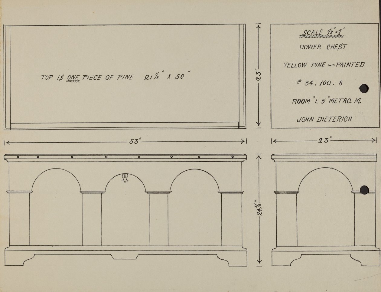 Pa. Német Dower Chest alkotó: John Dieterich