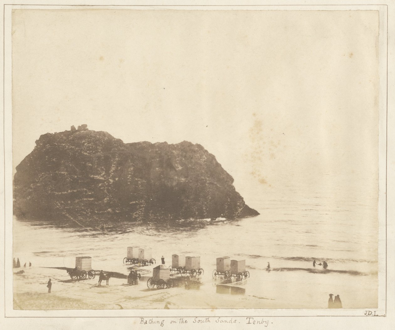 Fürdés a Tenby déli homokon. alkotó: John Dillwyn Llewelyn