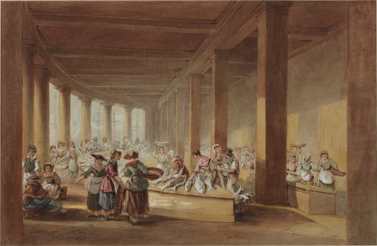 The Old Fish Market, Sandhill, Newcastle upon Tyne (i.e., toll és tinta papíron) alkotó: John Dobson