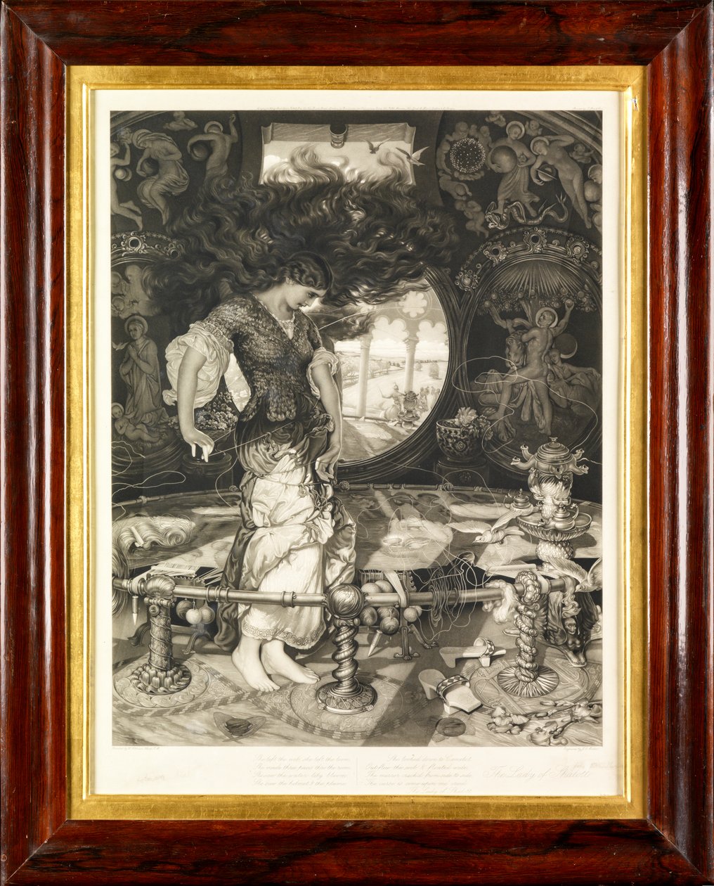 The Lady of Shalott (mezzotint) alkotó: John Douglas Miller