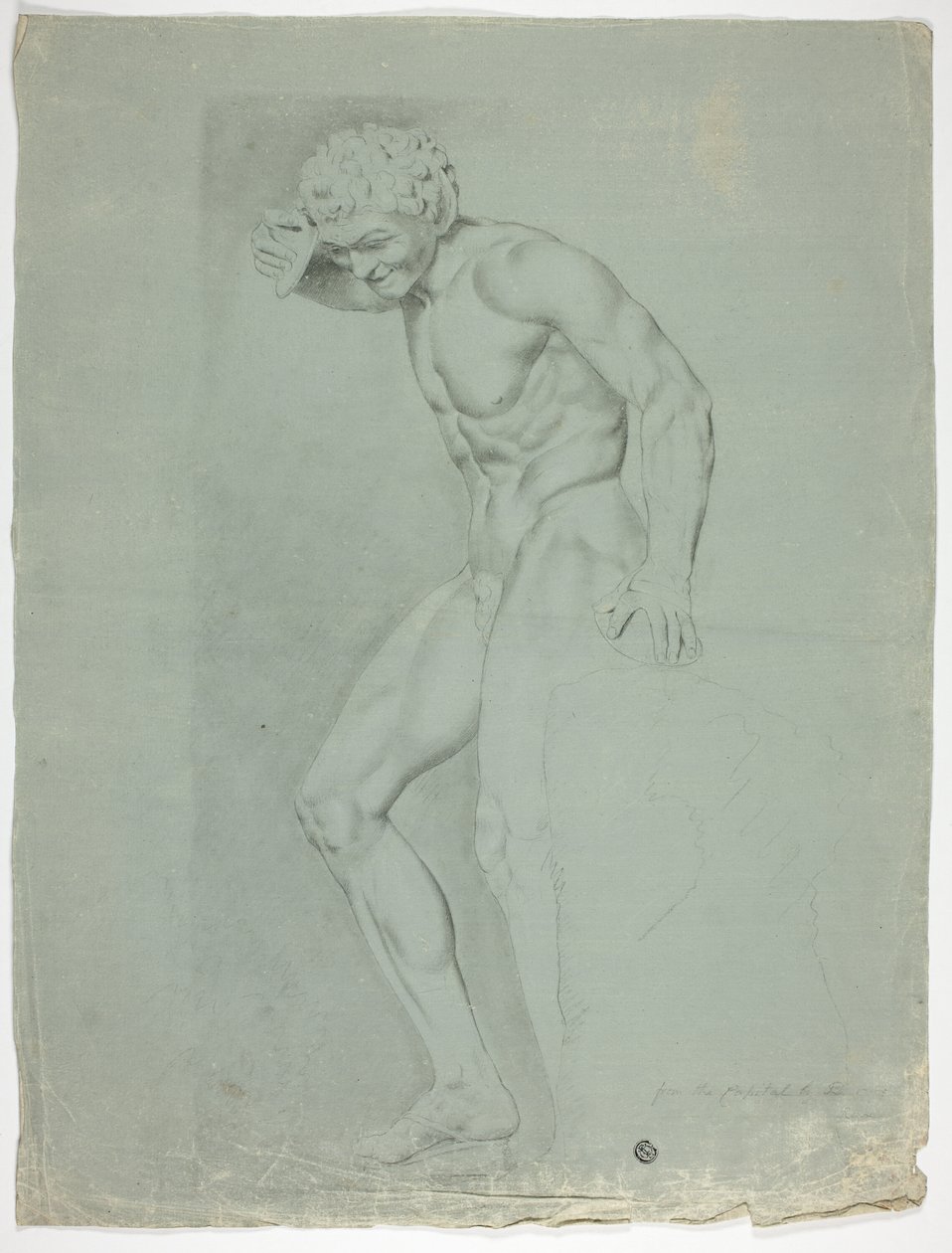 Álló faun antik szobra cintányérokkal alkotó: John Downman