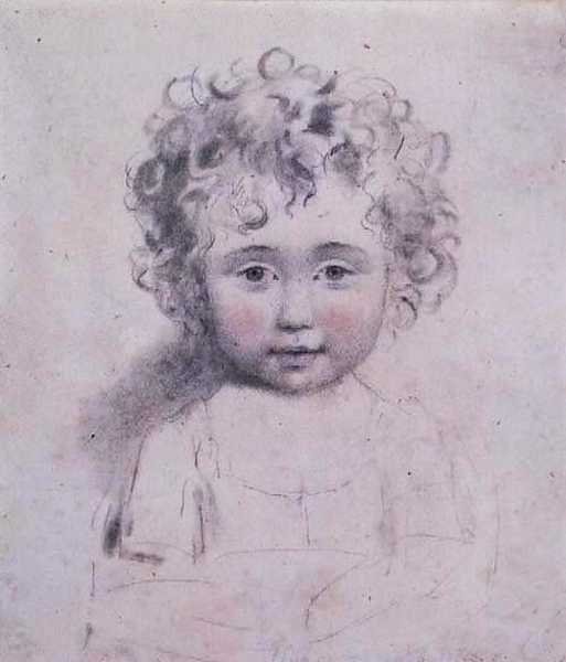 No.1869d Lady Strathmore legfiatalabb lánya, 1786 körül (grafit, fekete-vörös kréta papíron) alkotó: John Downman