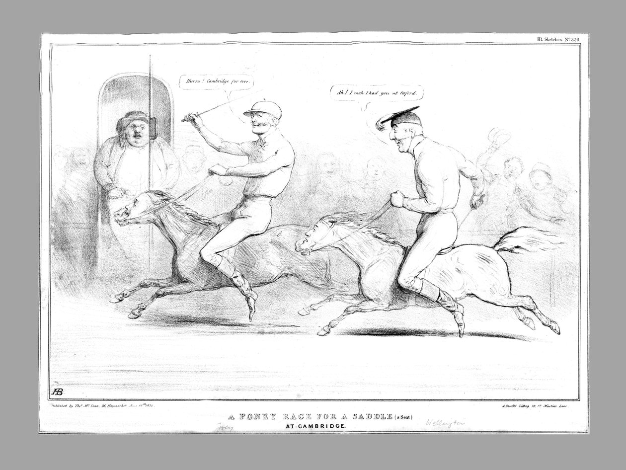 Poney verseny a nyeregért a székért Cambridge-ben, 1834. alkotó: John Doyle