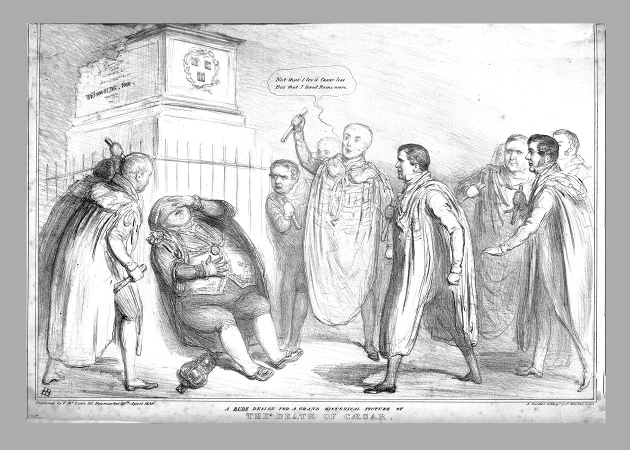 Durva terv Caesar halálának nagyszerű történelmi képéhez, 1836. alkotó: John Doyle
