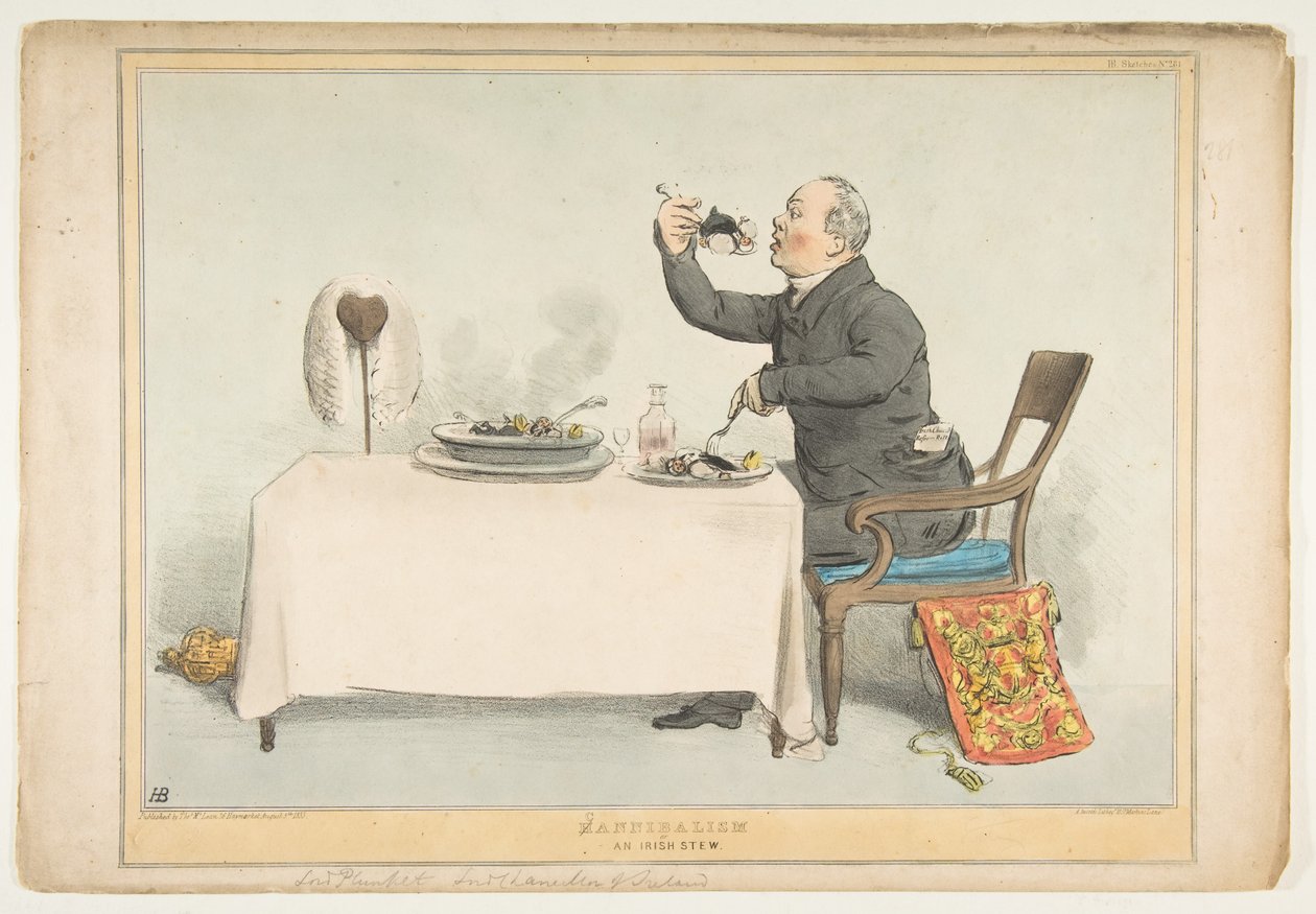 Hkannibalizmus vagy ír pörkölt, 1833. augusztus 5. alkotó: John Doyle