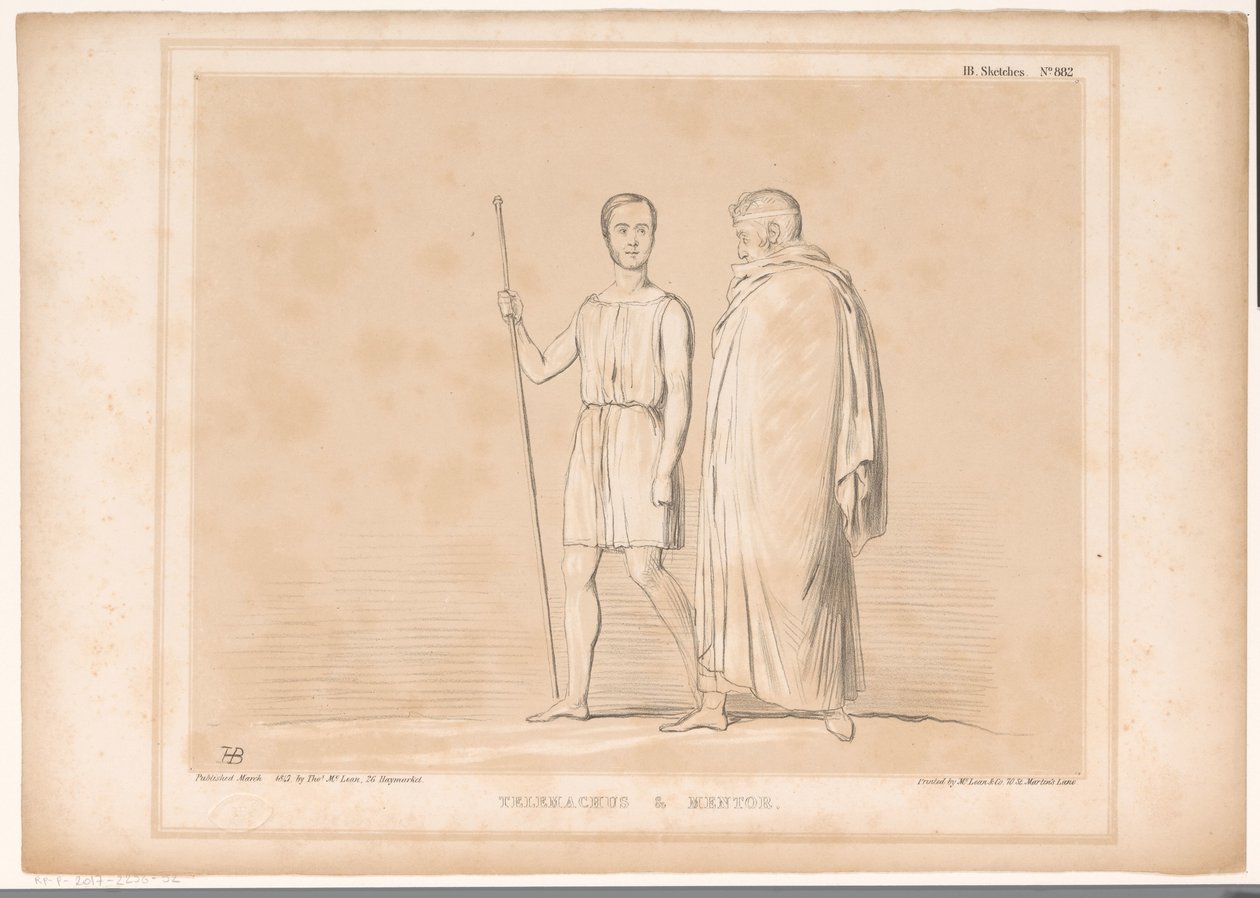 Spotprent találkozott Lord Lincolnnal és Sir Robert Peellel Telemachus és Mentor (cím az objektumon) HB Sketches (sorozat címe az objektumon) alkotó: John Doyle
