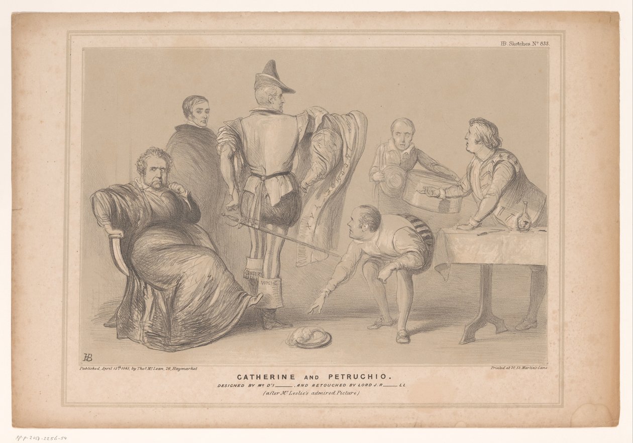 A Spotprent találkozott Robert Peellel és Joseph Hume-mal Catherine és Petruchio. Tervezte: Mr. D