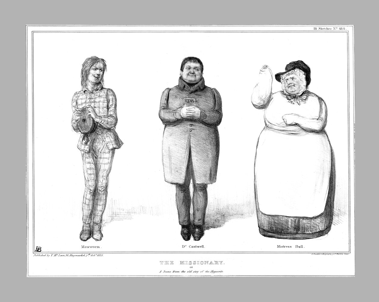 A misszionárius. Vagy Egy jelenet a Képmutató régi színművéből, 1835. alkotó: John Doyle