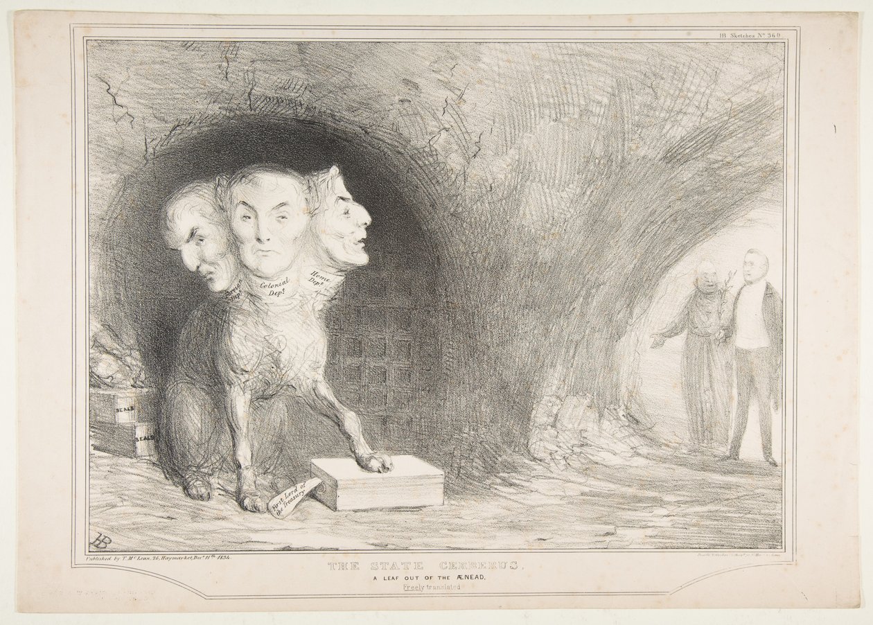 Az állam Cerberus, Egy levél az Æneadből, szabad fordításban, 1834. december 11. alkotó: John Doyle