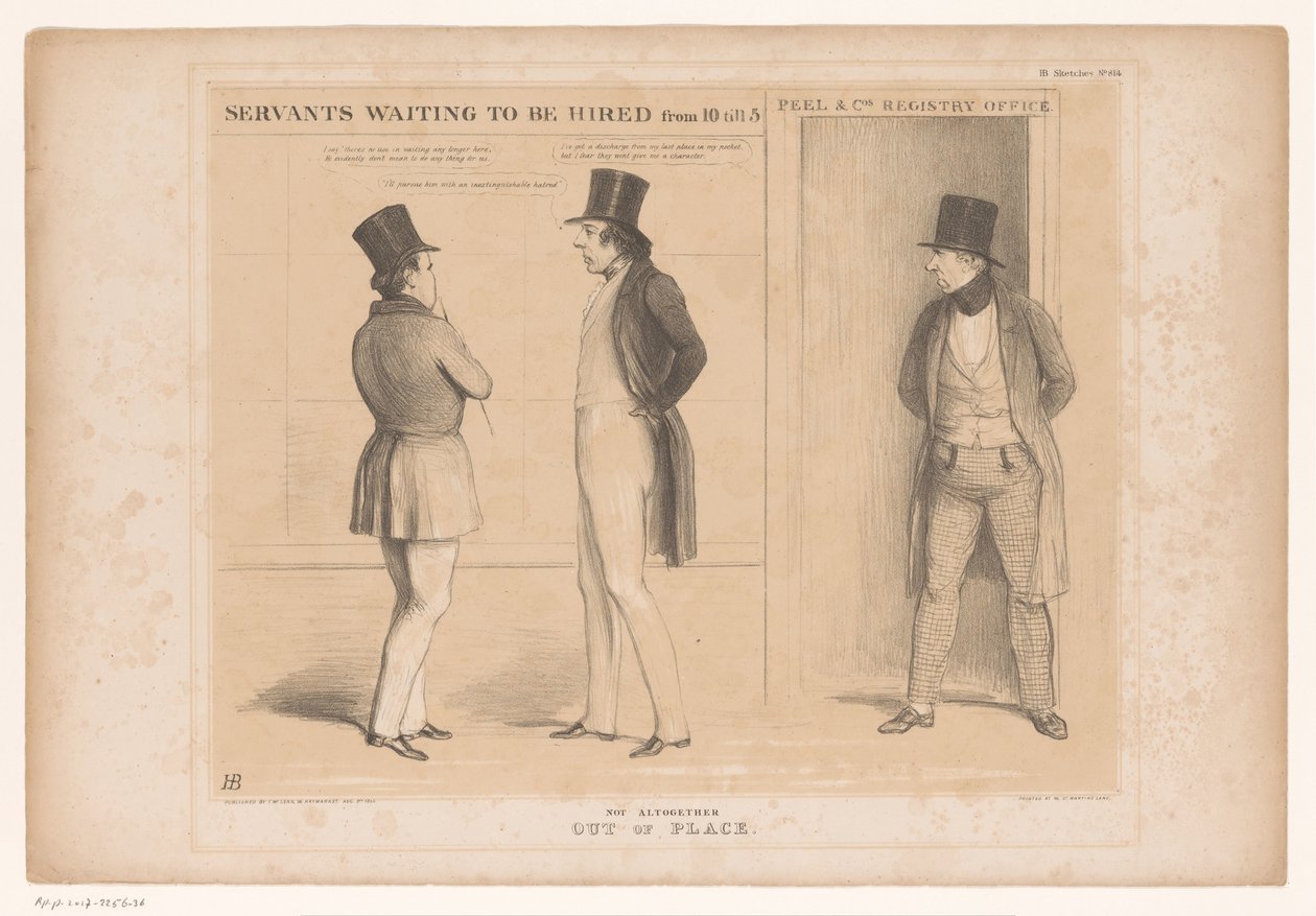 Robert Peel irodája előtt Nem teljesen oda nem illő (cím a tárgyon) HB Sketches (sorozat címe az objektumon) alkotó: John Doyle
