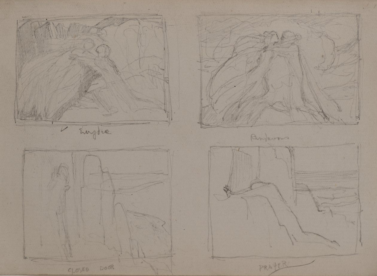 Eurydice, Találkozó, Zárt ajtó, Ima (ceruza) alkotó: John Duncan