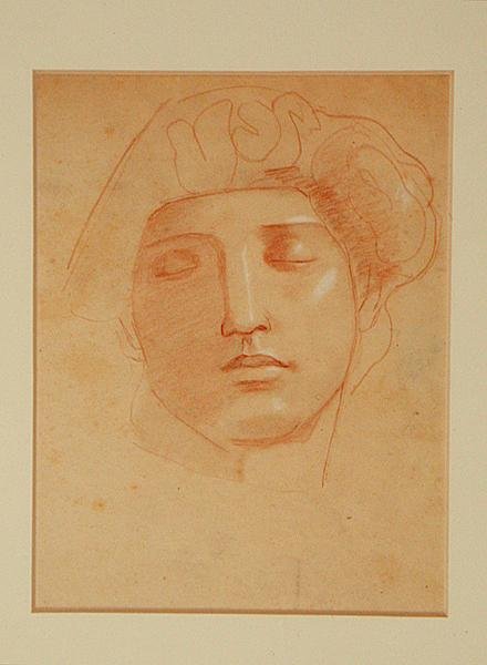 Egy kelta isten feje (kréta papíron) alkotó: John Duncan