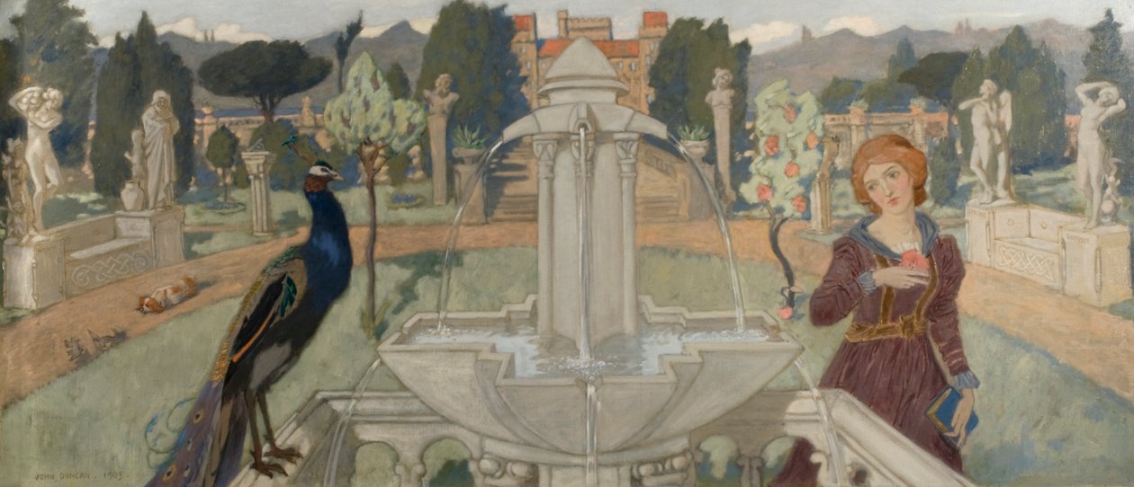 Pávák és szökőkút alkotó: John Duncan
