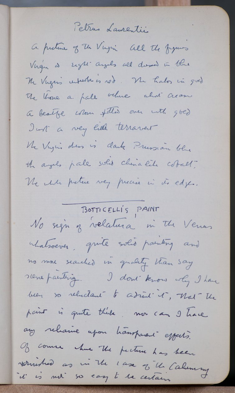60 vázlatot és illusztrációt tartalmazó vázlatfüzet, írások a temperafestékről és a művészekről, köztük Botticelliről. alkotó: John Duncan