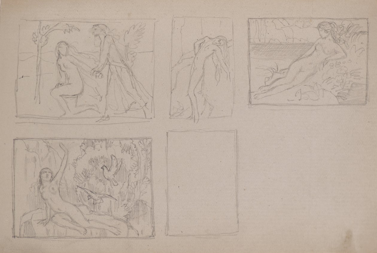 Untitled [Meztelen alakok egy tájban (ceruza) alkotó: John Duncan