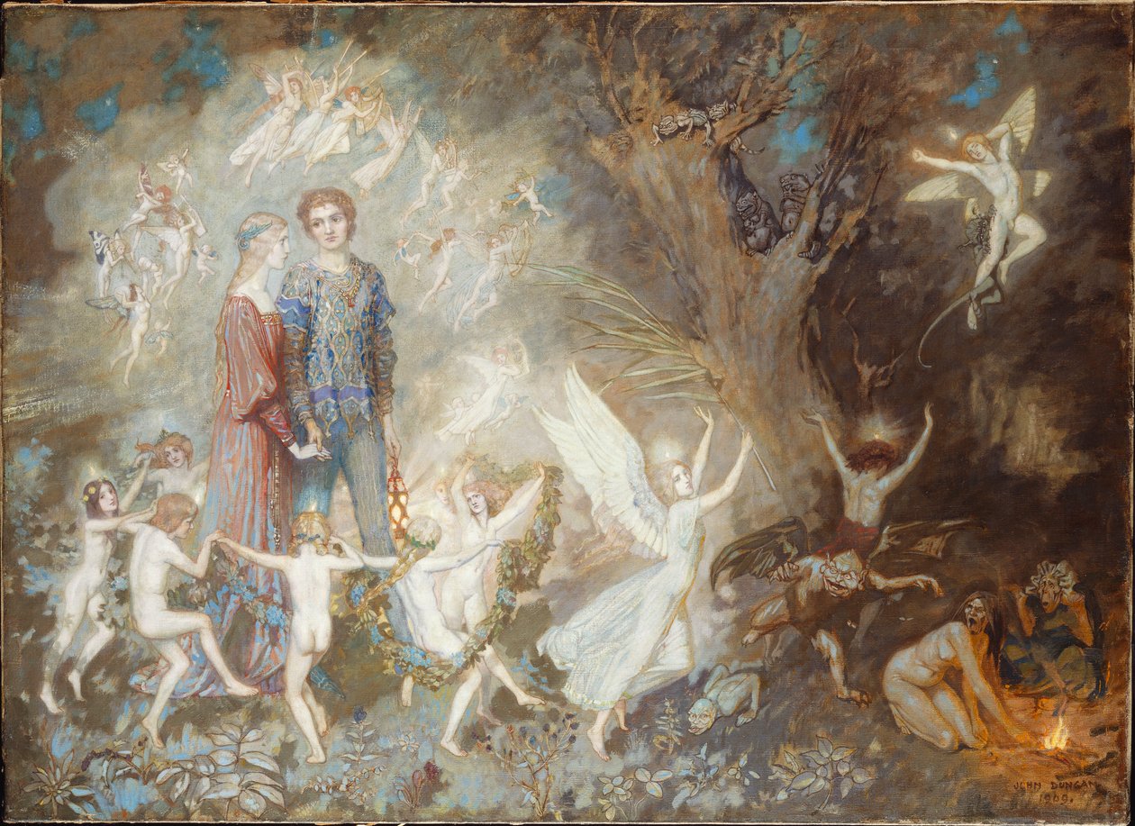 Yorinda és Yoringel a boszorkányerdőben, 1910 alkotó: John Duncan
