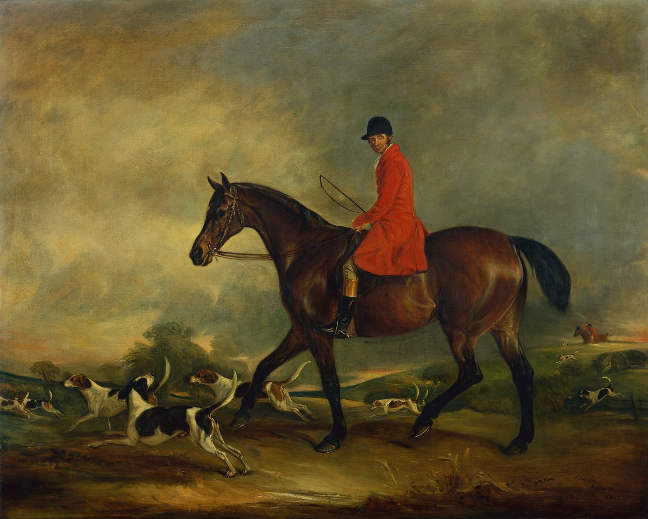 Garth kapitány a Bay Hunterén kopókkal alkotó: John E. Ferneley