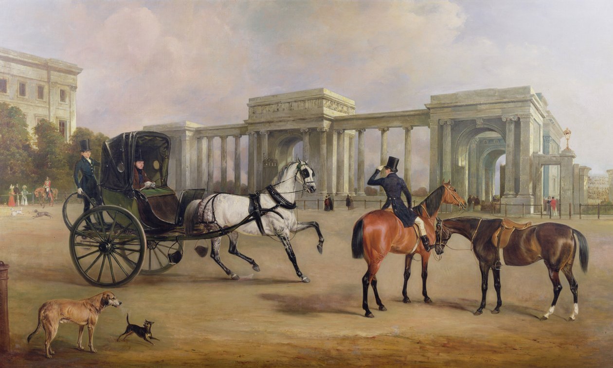 Mr. Massey Stanley kabrióval és lovakkal a Hyde Park saroknál, 1833 alkotó: John E. Ferneley