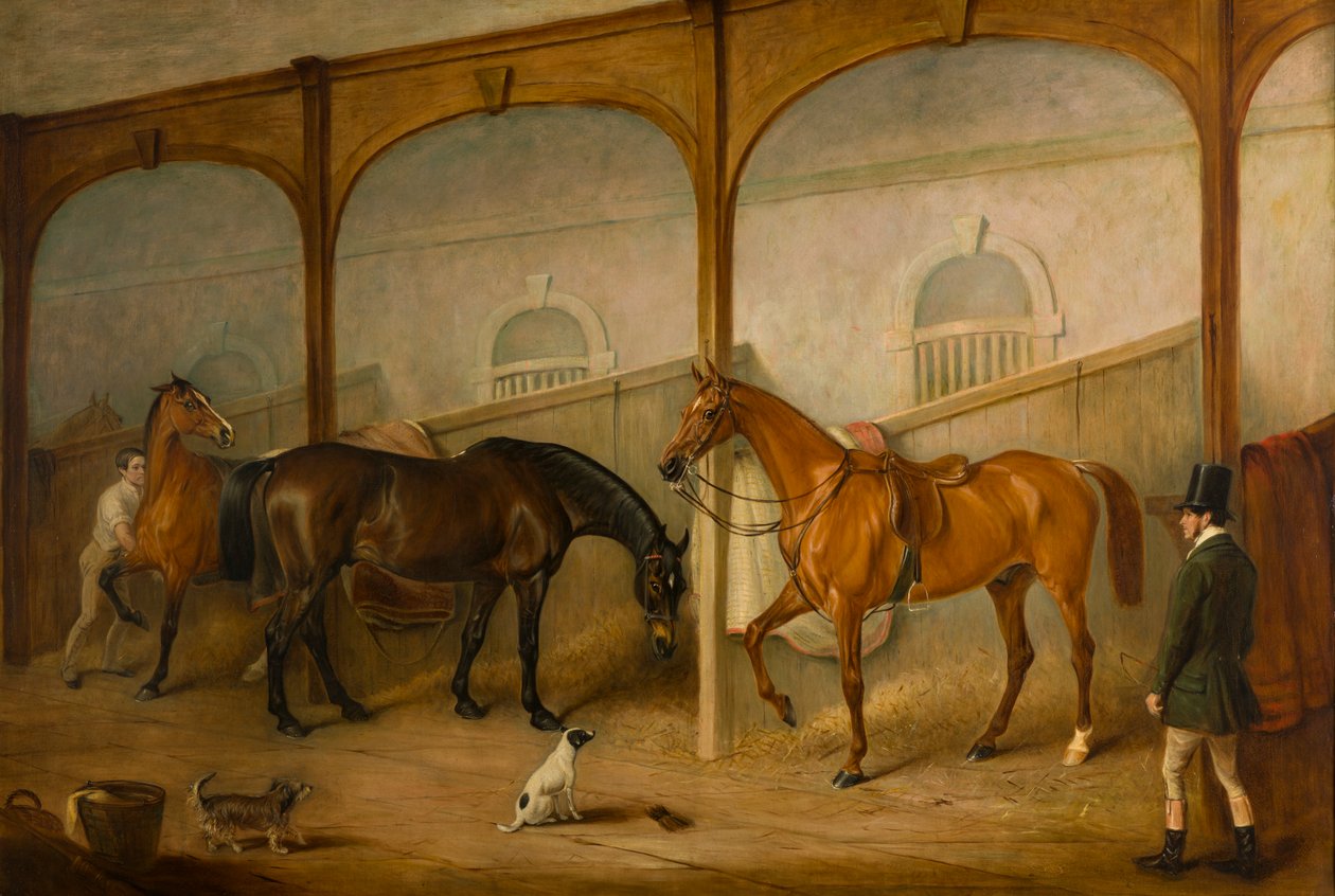 Tom of Lincoln és The Engineer in the Stables at Newport Lodge, Melton Mowbray, Leicestershire, 1852 körül (olaj, vászon) alkotó: John E. Ferneley