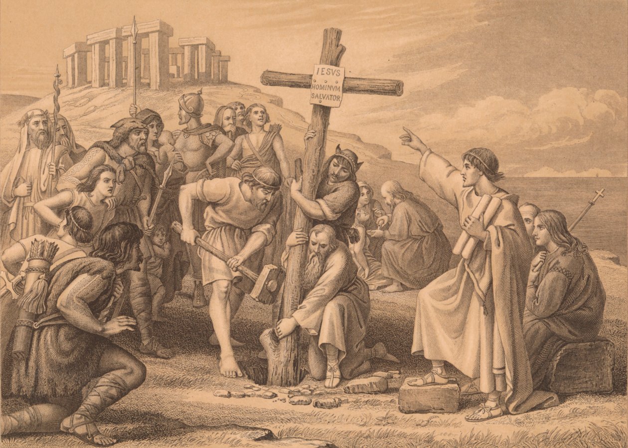 „A kereszténység első prédikációja Nagy-Britanniában”, 1900 körül alkotó: John Easton
